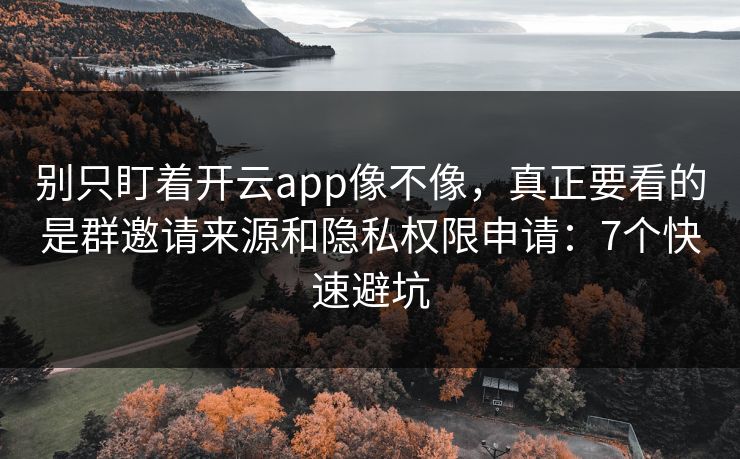 别只盯着开云app像不像，真正要看的是群邀请来源和隐私权限申请：7个快速避坑